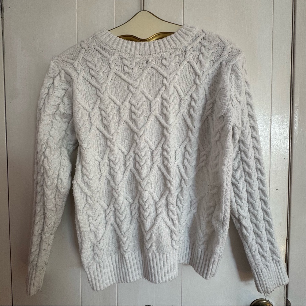 Chunky Cozy White Cable Knit Sweater